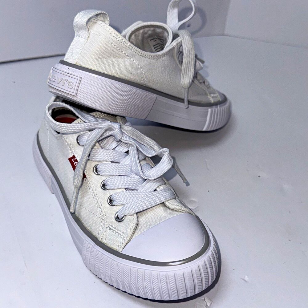 Levi's Kids White Canvas Low Top Lace-Up Sneakers US 1 EU 33 UK 13.5 MPN
